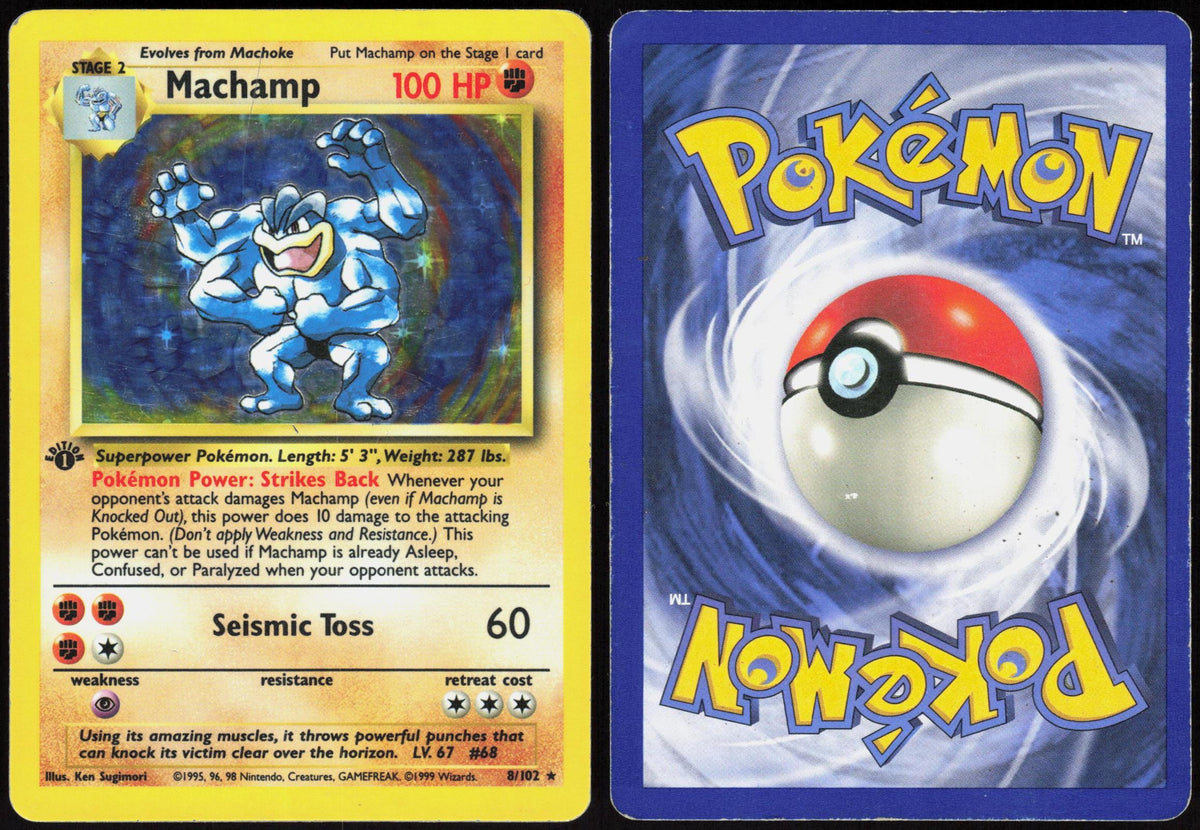 MACHAMP 8/102 DECK EXCLUSIVES POKEMON HOLO RARE 1ST EDITION HOLO MP