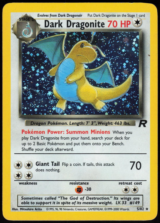 DARK DRAGONITE 5/82 TEAM ROCKET POKEMON RARE UNLIMITED HOLO LP