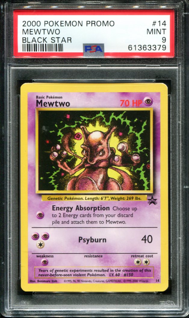 MEWTWO 14 PSA 9 PROMO BLACK STAR POKEMON