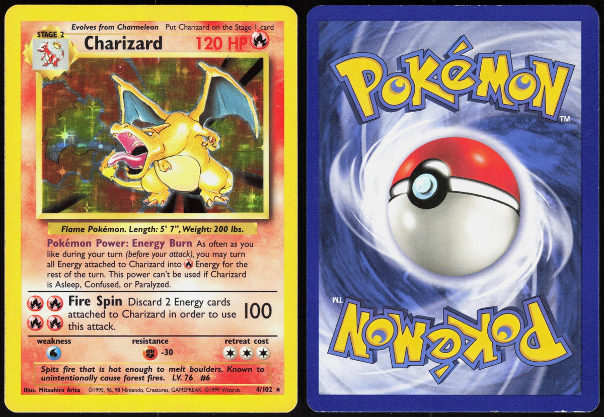 CHARIZARD 4/102 BASE SET UNLIMITED POKEMON HOLO RARE LP