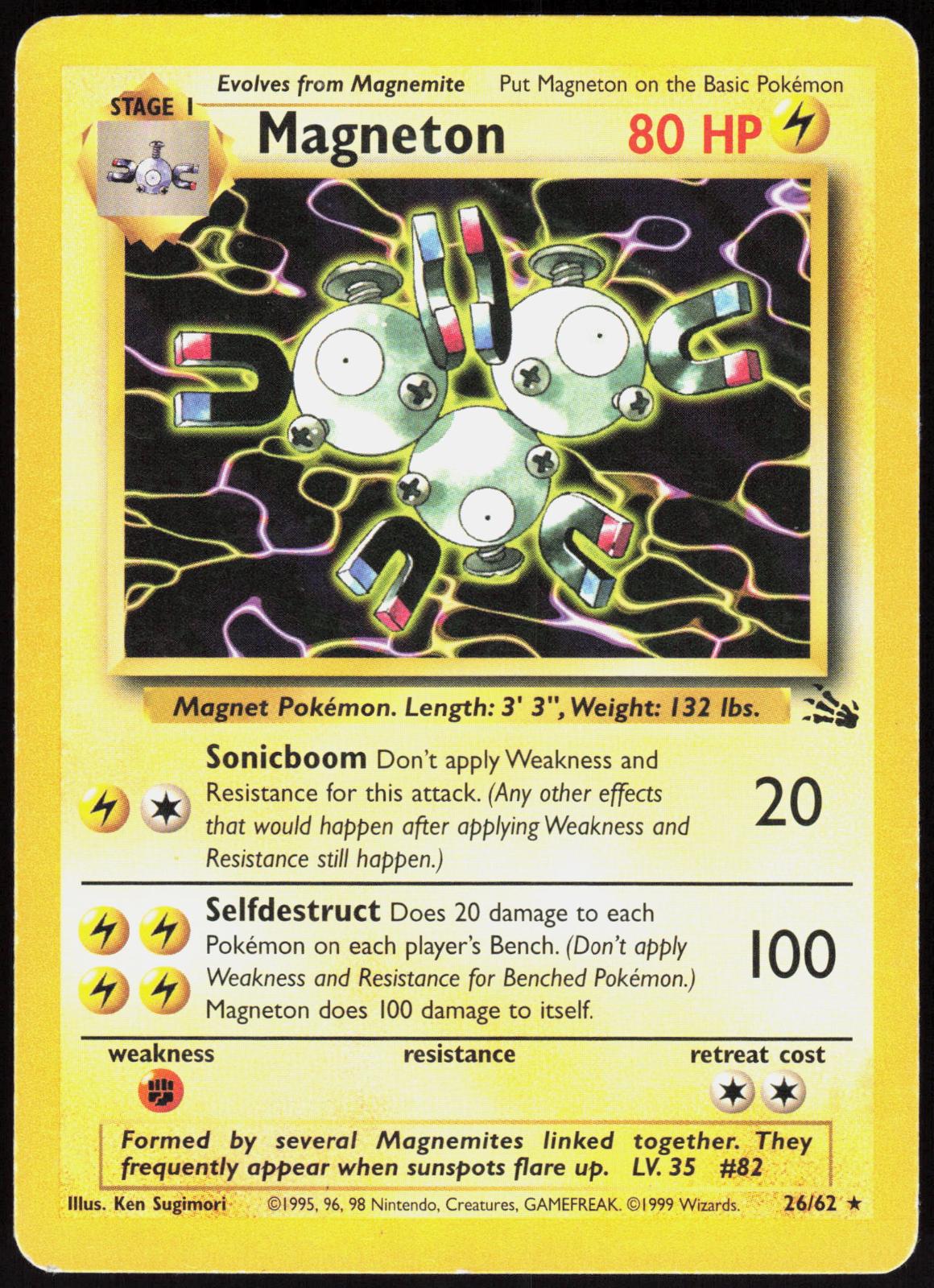MAGNETON 26/62 FOSSIL POKEMON RARE UNLIMITED MP