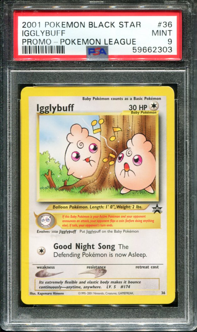 IGGLYBUFF 36 PSA 9 POKEMON LEAGUE PROMO BLACK STAR POKEMON