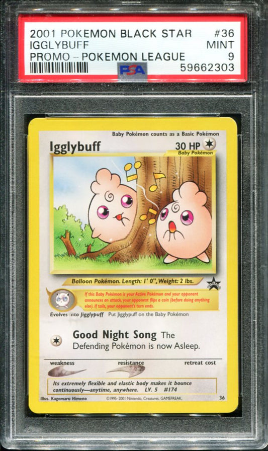 IGGLYBUFF 36 PSA 9 POKEMON LEAGUE PROMO BLACK STAR POKEMON