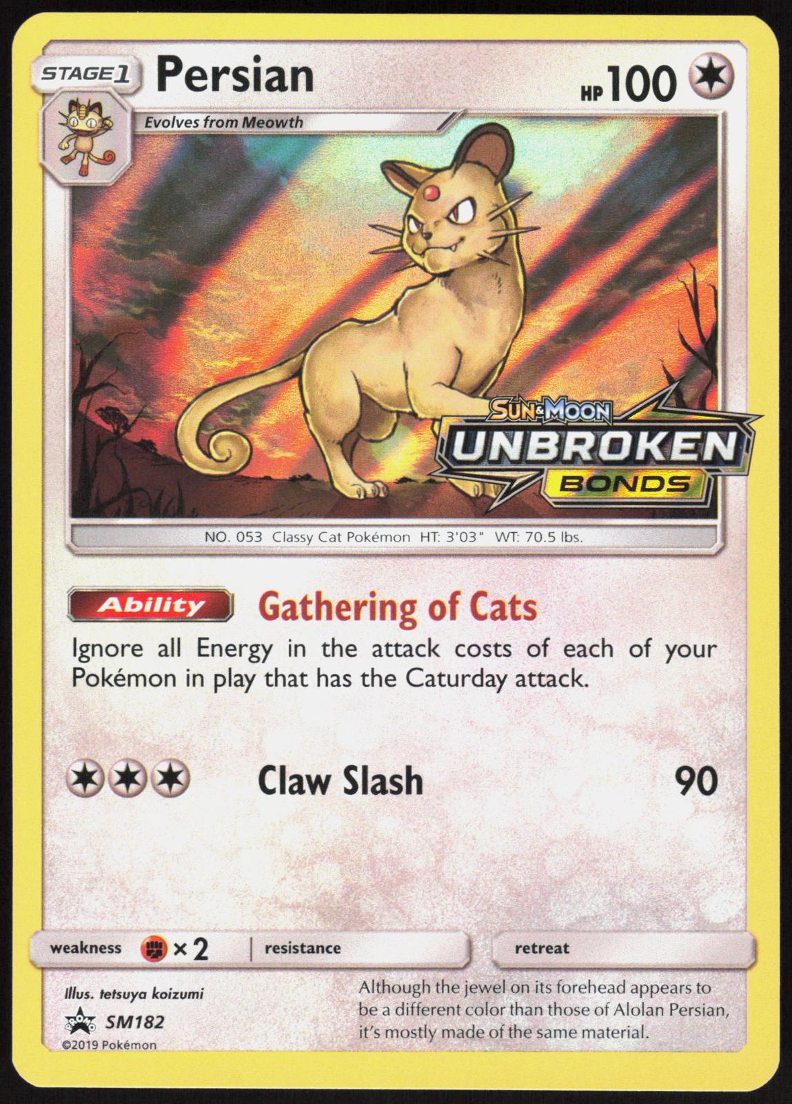 PERSIAN - (PRERELEASE) SM182 SUN & MOON PROMO POKEMON PROMO HOLO LP