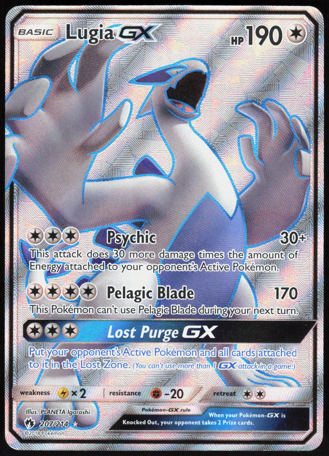 LUGIA GX 207/214 LOST THUNDER POKEMON ULTRA RARE HOLO LP