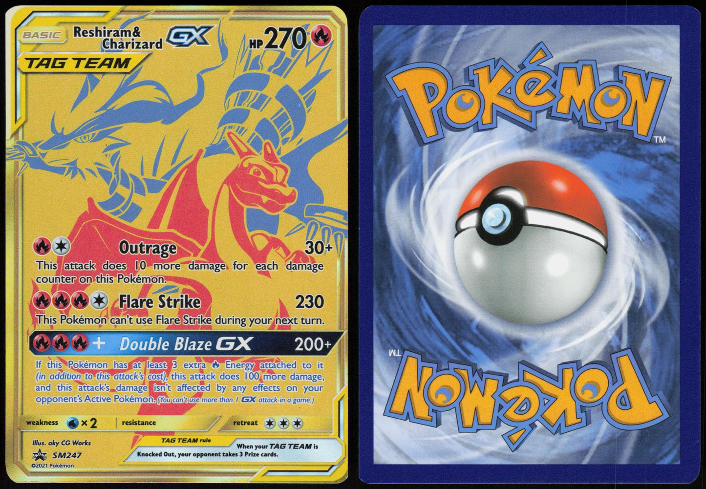 RESHIRAM & CHARIZARD GX - SM247 SUN & MOON PROMO POKEMON PROMO HOLO LP