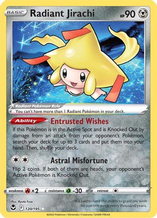 POKEMON TCG - Radiant Jirachi 120/195 SWSH12 Silver Tempest - Radiant Rare