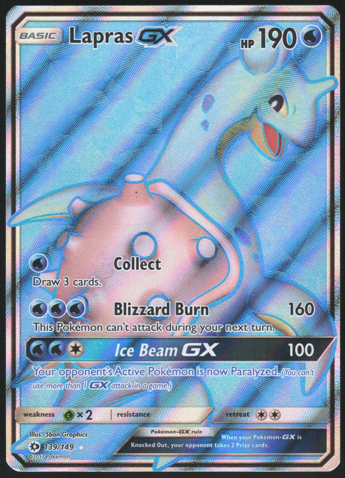 LAPRAS GX (FULL ART) 139/149 SM BASE SET POKEMON ULTRA RARE HOLO LP