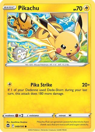 POKEMON TCG - Pikachu 049 SWSH12 Silver Tempest - Common
