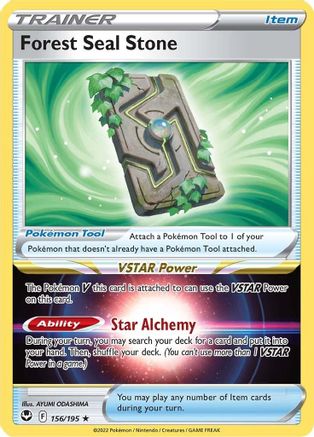 POKEMON TCG - Forest Seal Stone 156/195 SWSH12 Silver Tempest - Holo Rare