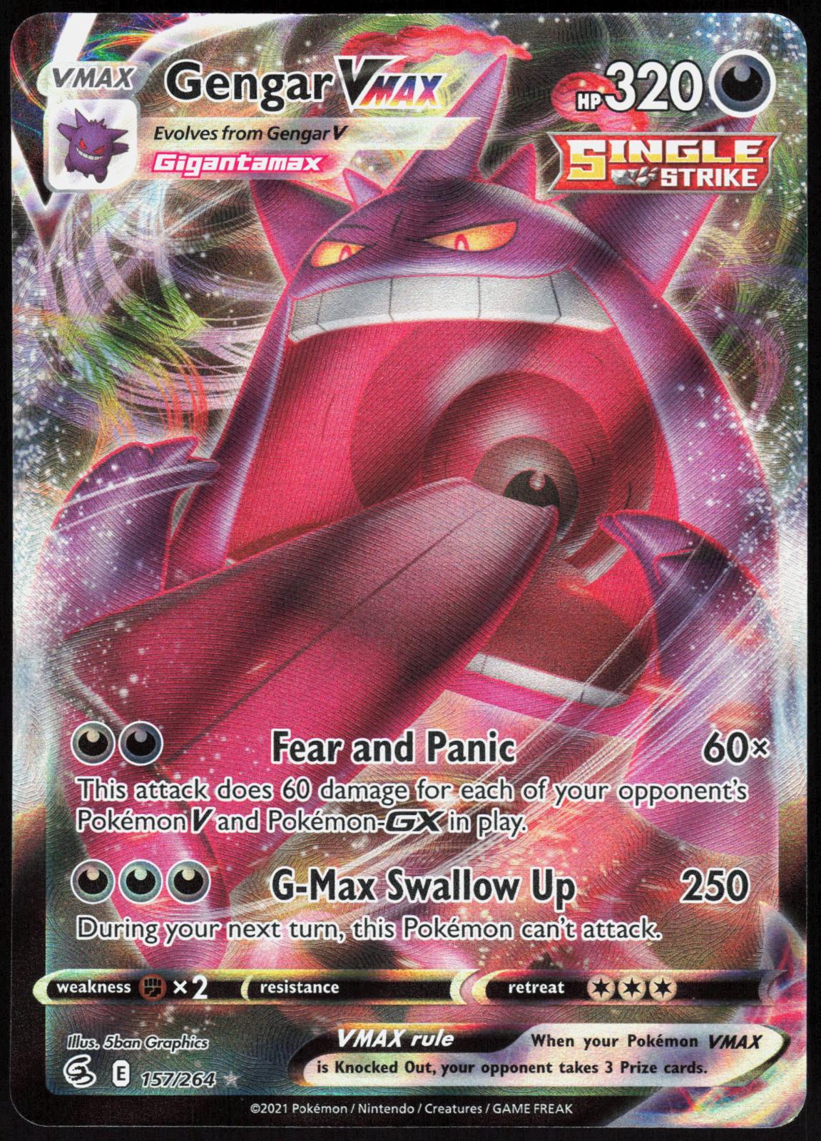 GENGAR VMAX 157/264 FUSION STRIKE POKEMON ULTRA RARE HOLO MP
