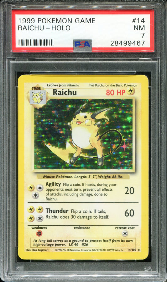RAICHU HOLO 14/102 PSA 7 GAME POKEMON