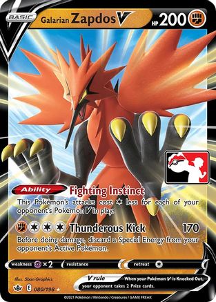 POKEMON TCG - Galarian Zapdos V/198 Prize Pack Series Cards - Ultra Rare