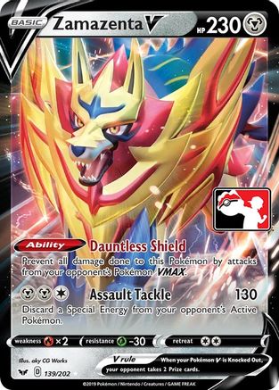 POKEMON TCG - Zamazenta V - 139/202/202 Prize Pack Series Cards - Ultra Rare