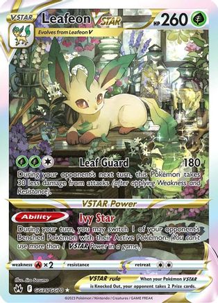 POKEMON TCG - Leafeon VSTAR GG35/GG70 Crown Zenith Galarian Gallery - Ultra Rare