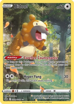 POKEMON TCG - Bidoof GG29/GG70 Crown Zenith Galarian Gallery - Ultra Rare