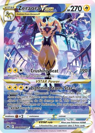 POKEMON TCG - Zeraora VSTAR GG43/GG70 Crown Zenith Galarian Gallery - Ultra Rare