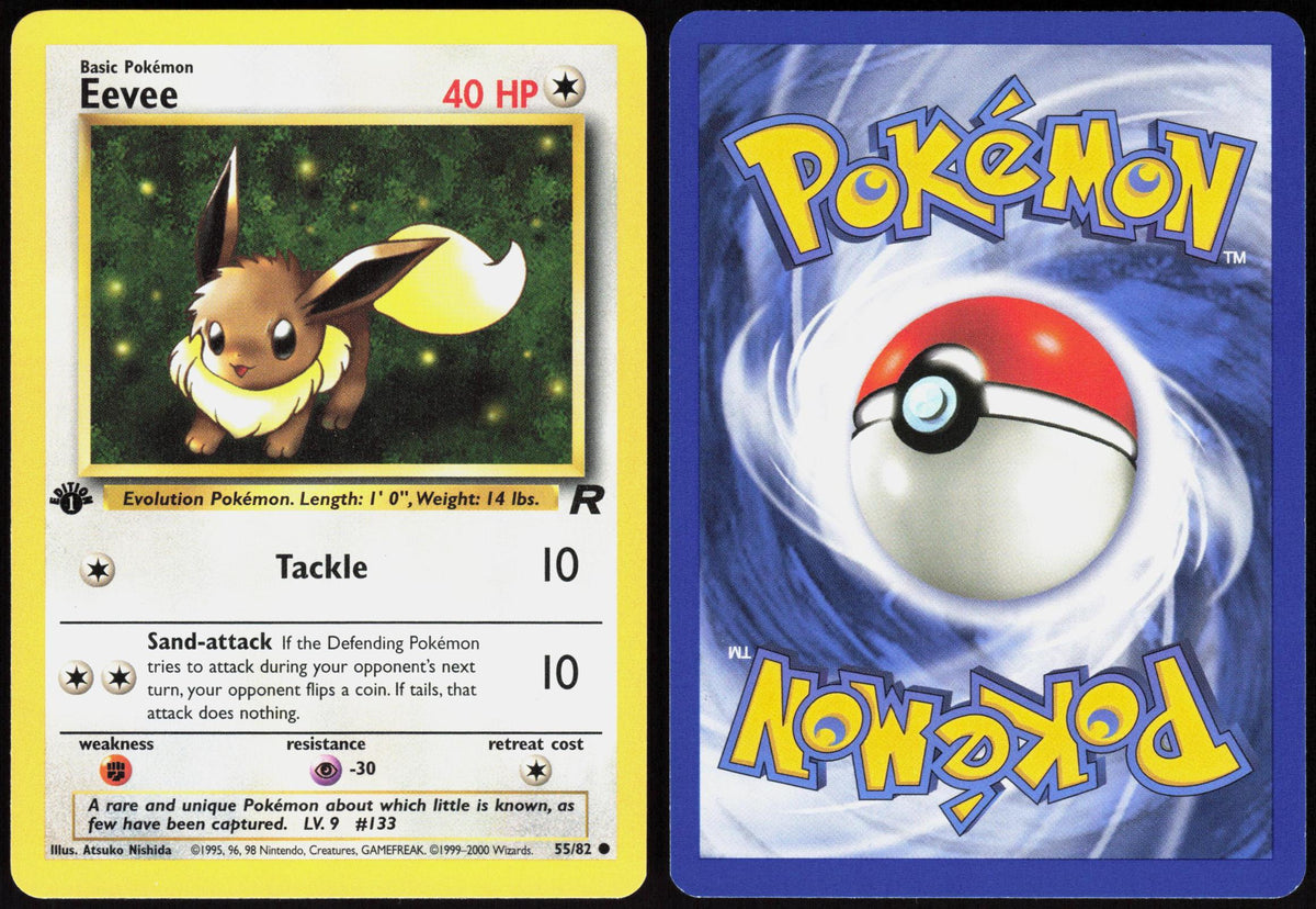 EEVEE 55/82 TEAM ROCKET POKEMON COMMON 1ST EDITION LP
