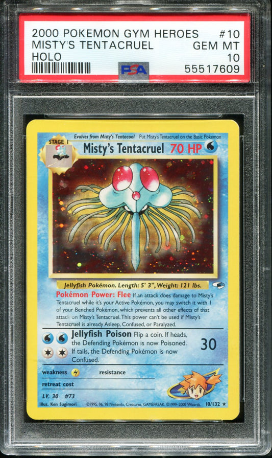 MISTY'S TENTACRUEL 10/132 PSA 10 HOLO GYM HEROES POKEMON