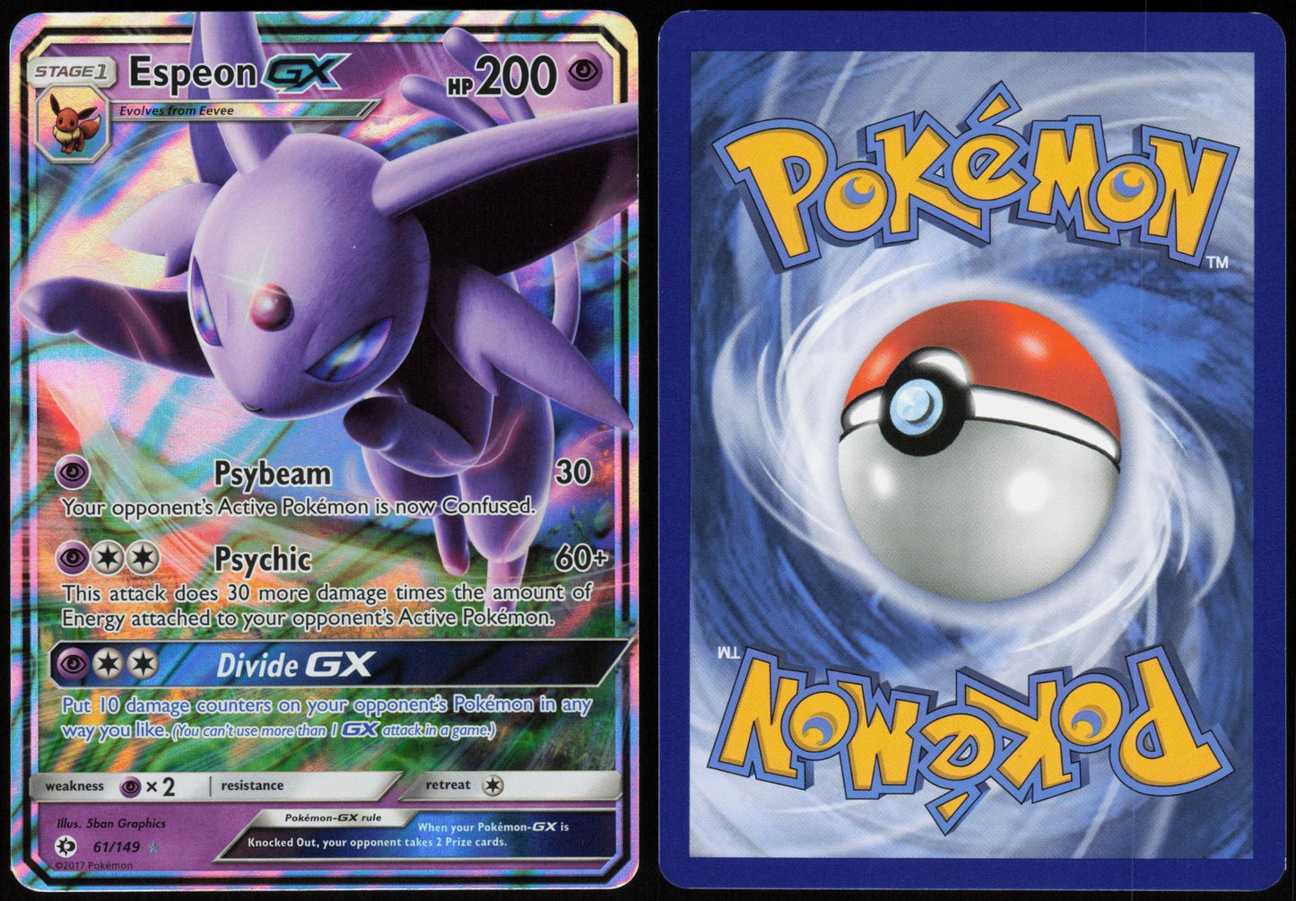 ESPEON GX 61/149 SM BASE SET POKEMON ULTRA RARE HOLO LP