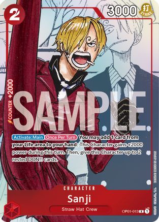 ONE PIECE TCG - Sanji OP01-013 One Piece Promotion Cards - Promo