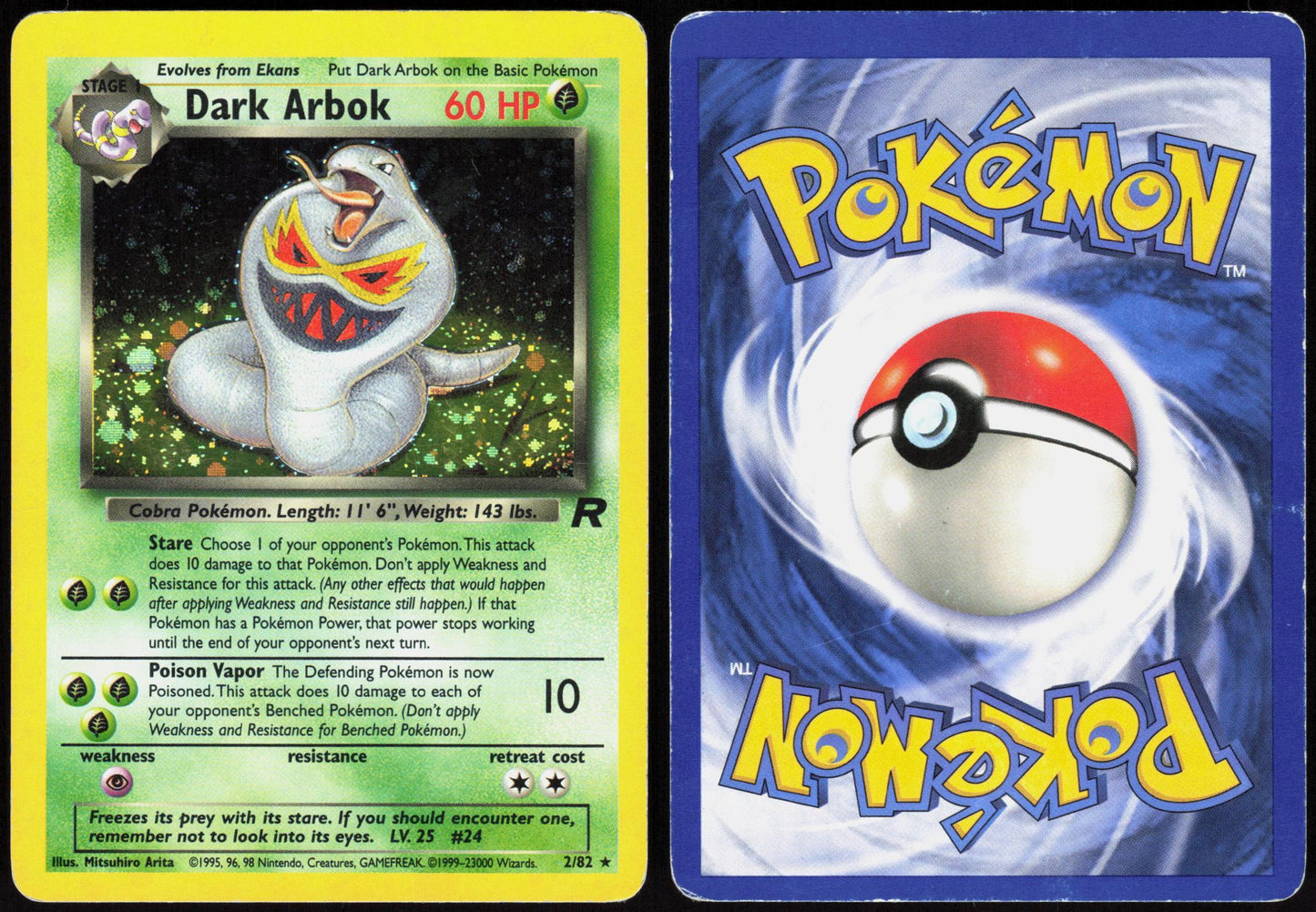 DARK ARBOK 2/82 TEAM ROCKET POKEMON RARE UNLIMITED HOLO HP