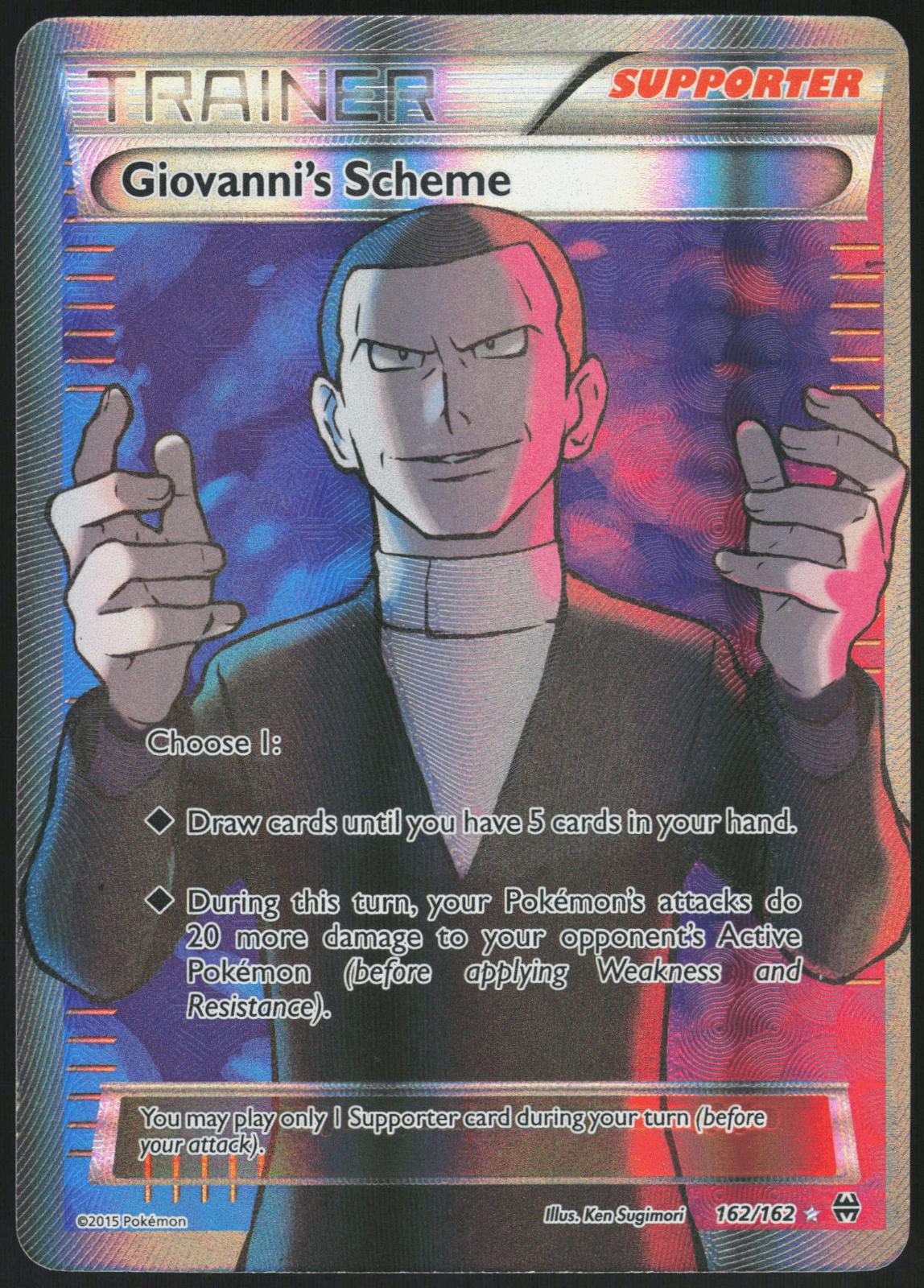 GIOVANNI'S SCHEME 162/162 BREAKTHROUGH POKEMON ULTRA RARE HOLO LP