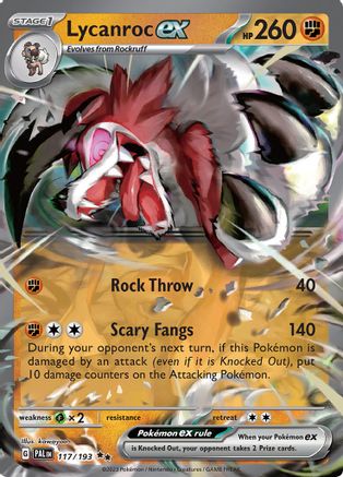 POKEMON TCG - Lycanroc ex 117/193 SV02 Paldea Evolved - Double Rare