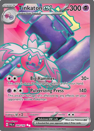 POKEMON TCG - Tinkaton ex 240/193 SV02 Paldea Evolved - Ultra Rare