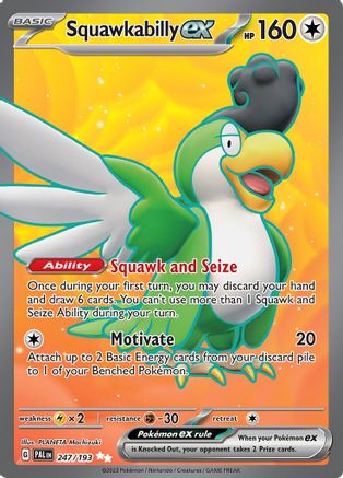 POKEMON TCG - Squawkabilly ex 247/193 SV02 Paldea Evolved - Ultra Rare