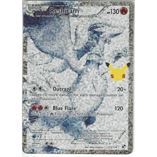 POKEMON TCG - RESHIRAM 113/114 CELEBRATIONS CLASSIC COLLECTION FULL ART