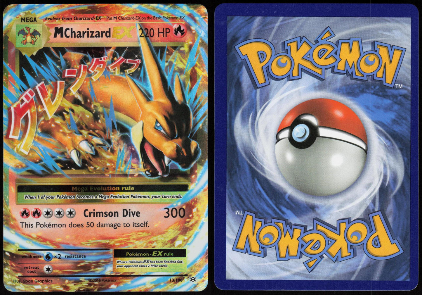 M CHARIZARD EX 13/108 EVOLUTIONS POKEMON EX RARE HOLO LP