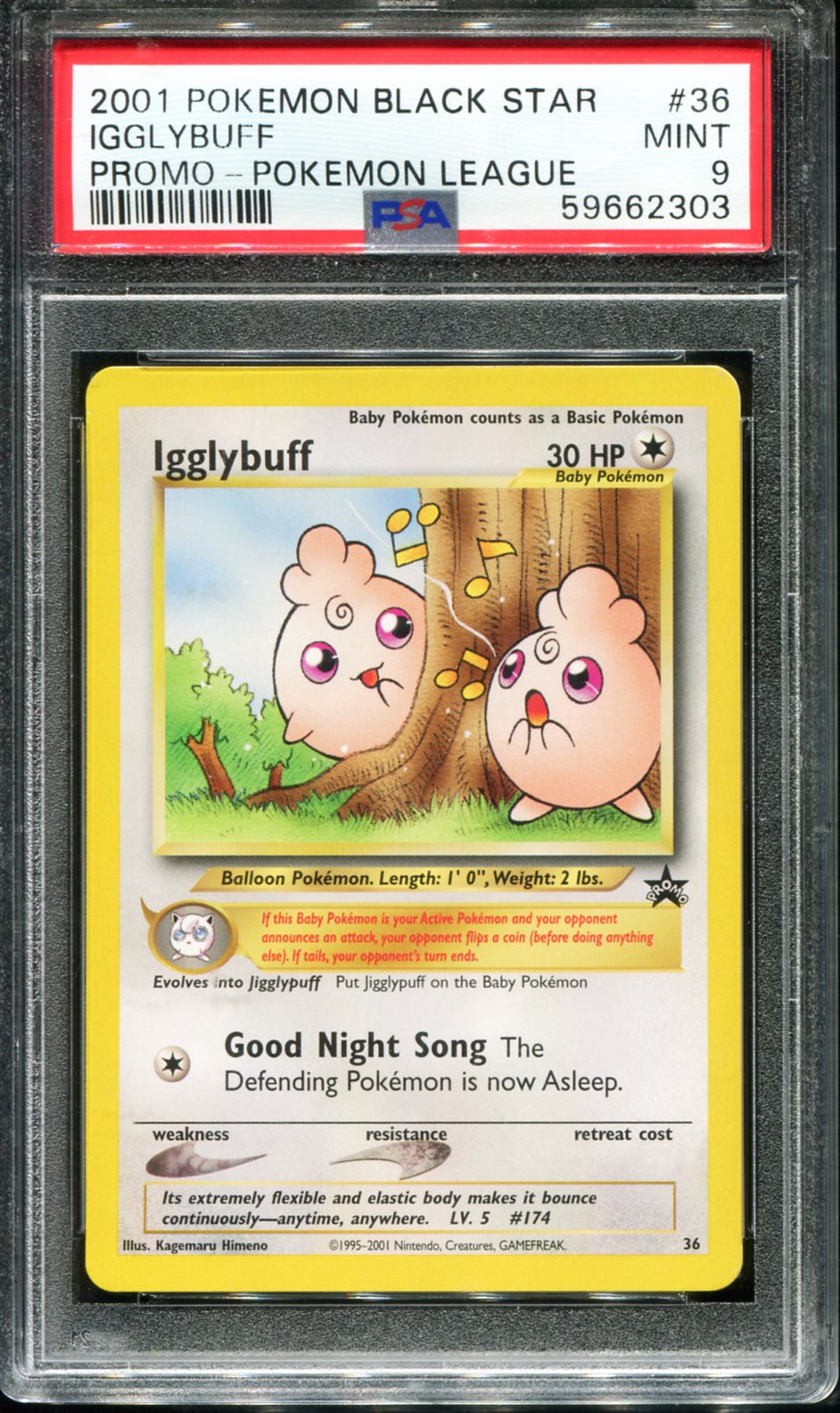 POKEMON TCG - IGGLYBUFF 36 PSA 9 POKEMON LEAGUE PROMO BLACK STAR POKEMON