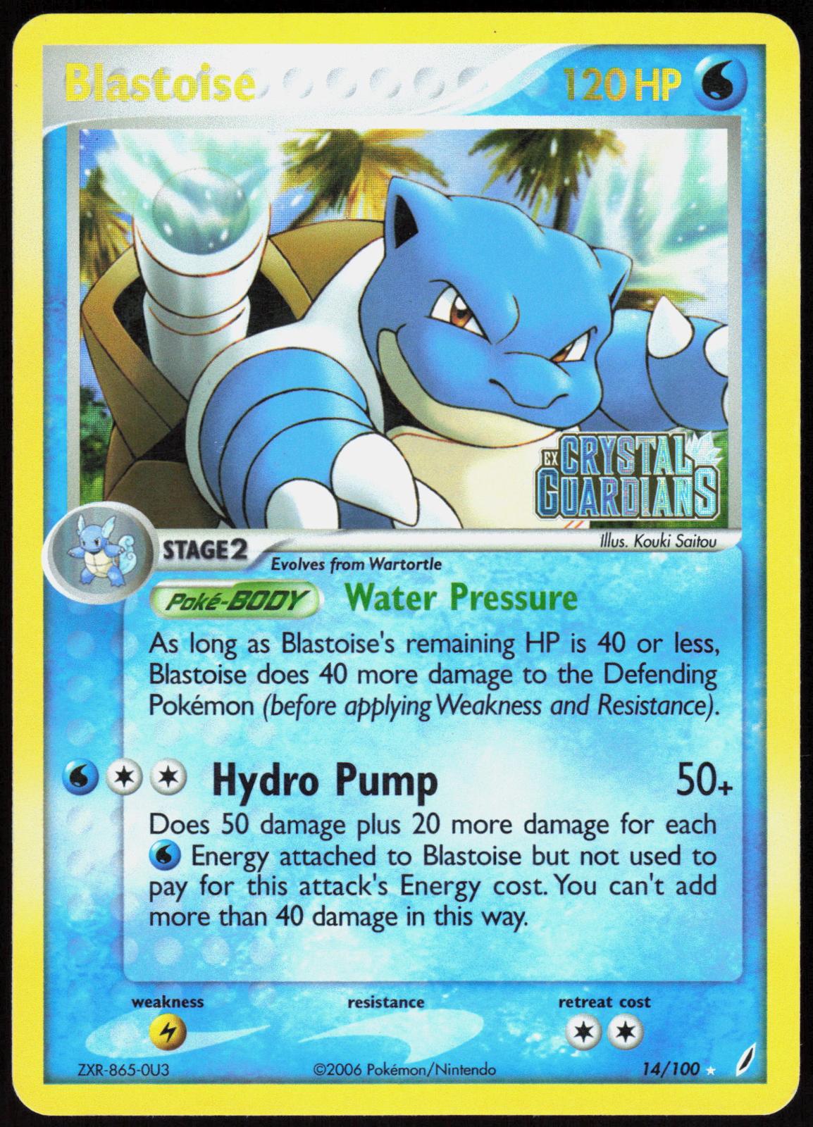 BLASTOISE 14/100 CRYSTAL GUARDIANS POKEMON RARE REVERSE HOLO LP