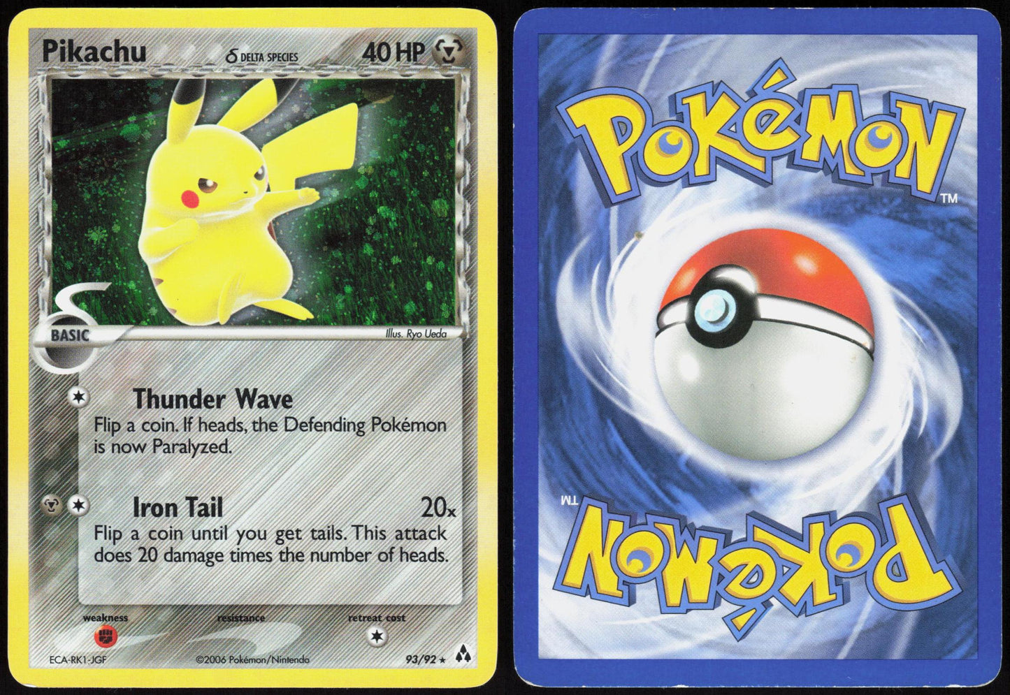 PIKACHU 93/92 LEGEND MAKER POKEMON SECRET RARE HOLO MP (SWIRL)
