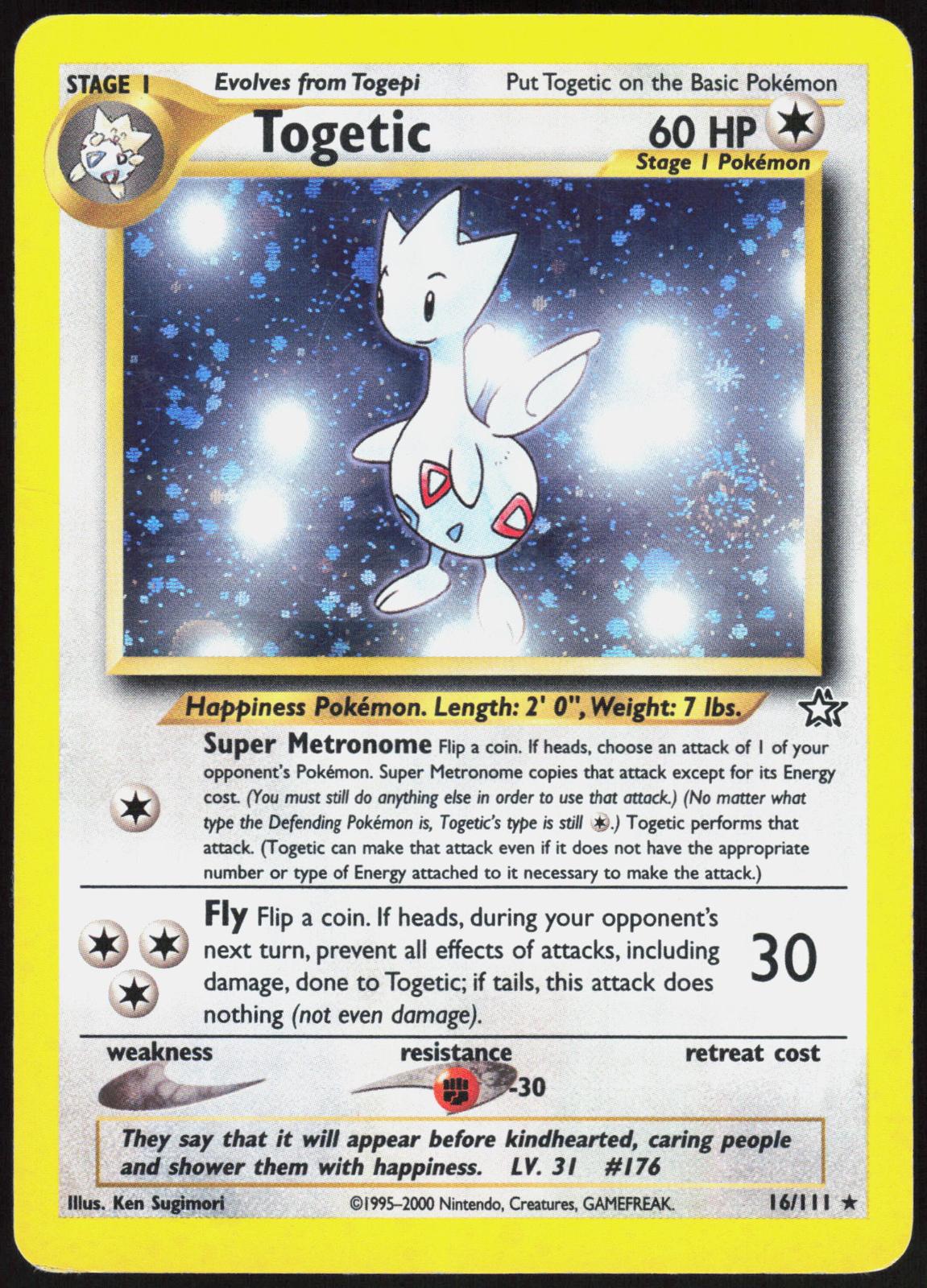 TOGETIC 16/111 NEO GENESIS POKEMON RARE UNLIMITED HOLO MP
