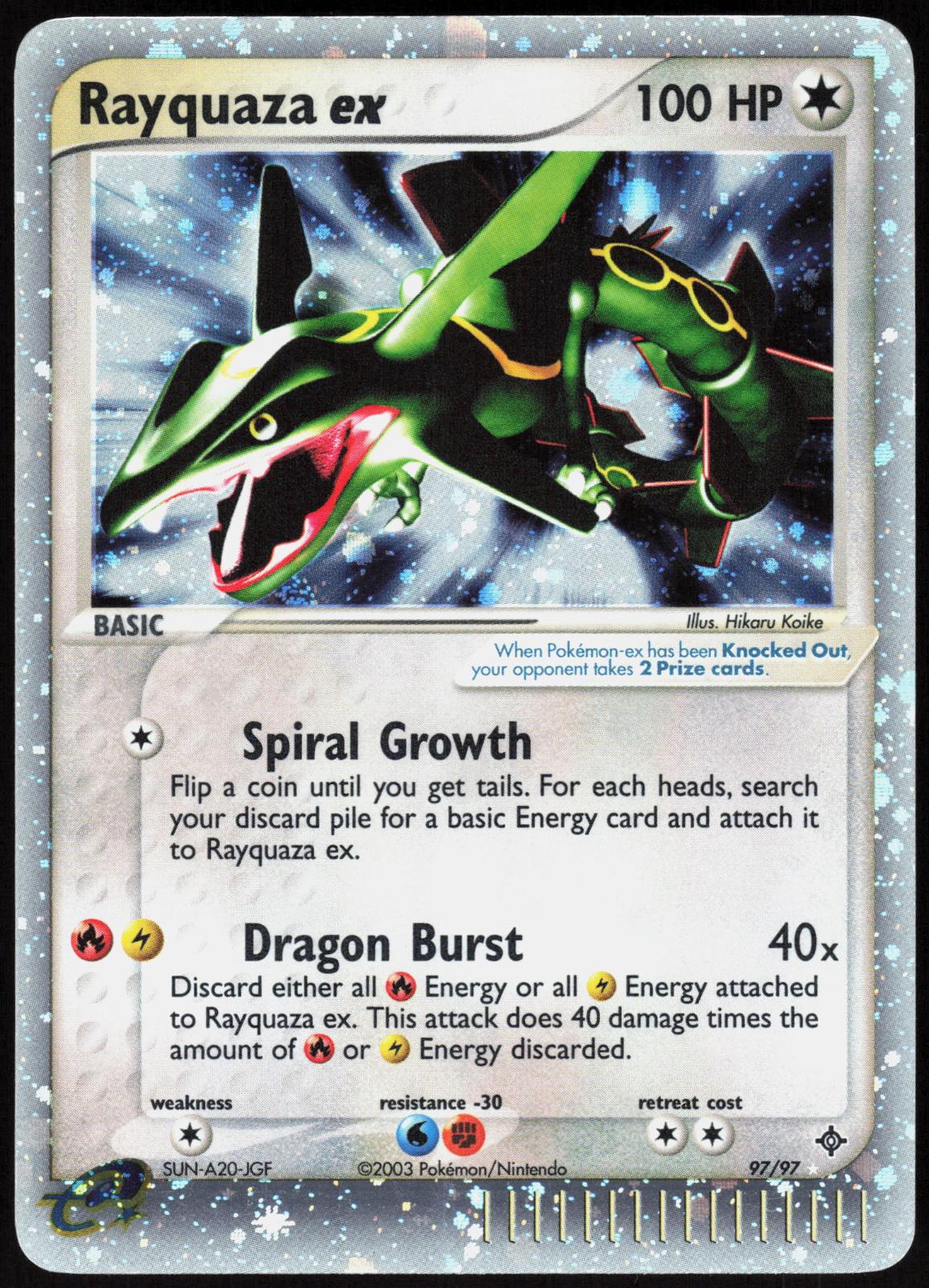 RAYQUAZA EX 97/97 DRAGON POKEMON EX RARE HOLO LP