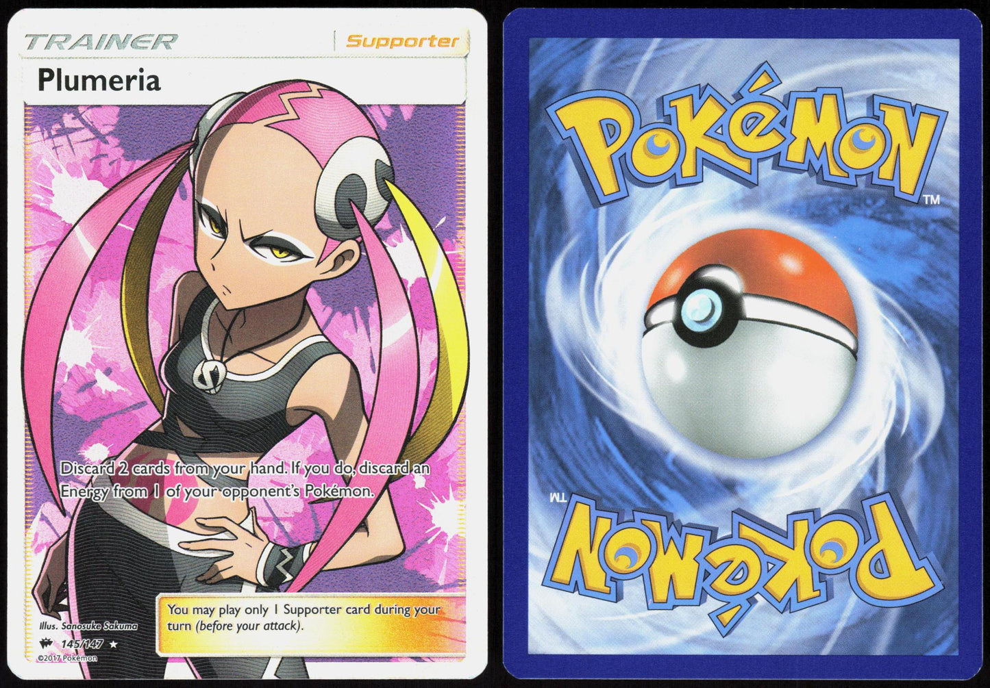 PLUMERIA 145/147 BURNING SHADOWS POKEMON ULTRA RARE HOLO LP