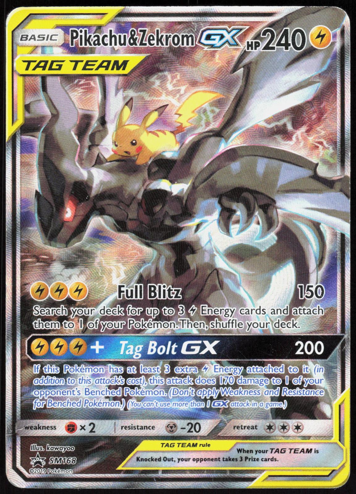 PIKACHU & ZEKROM GX SM168 SUN & MOON PROMO POKEMON PROMO HOLO LP