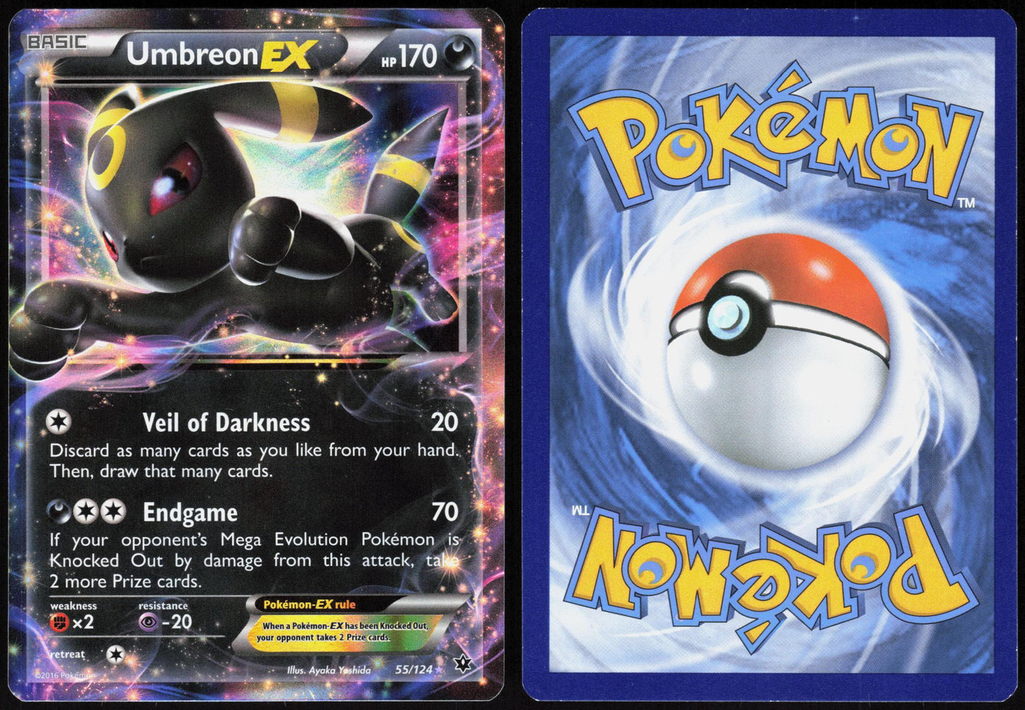 UMBREON EX 55/124 FATES COLLIDE POKEMON EX RARE LP