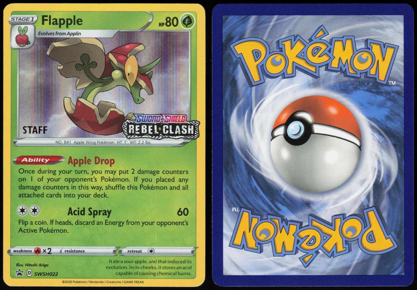 FLAPPLE (PRERELEASE) [STAFF] SWSH022 SWORD & SHIELD PROMO POKEMON PROMO HOLO NM