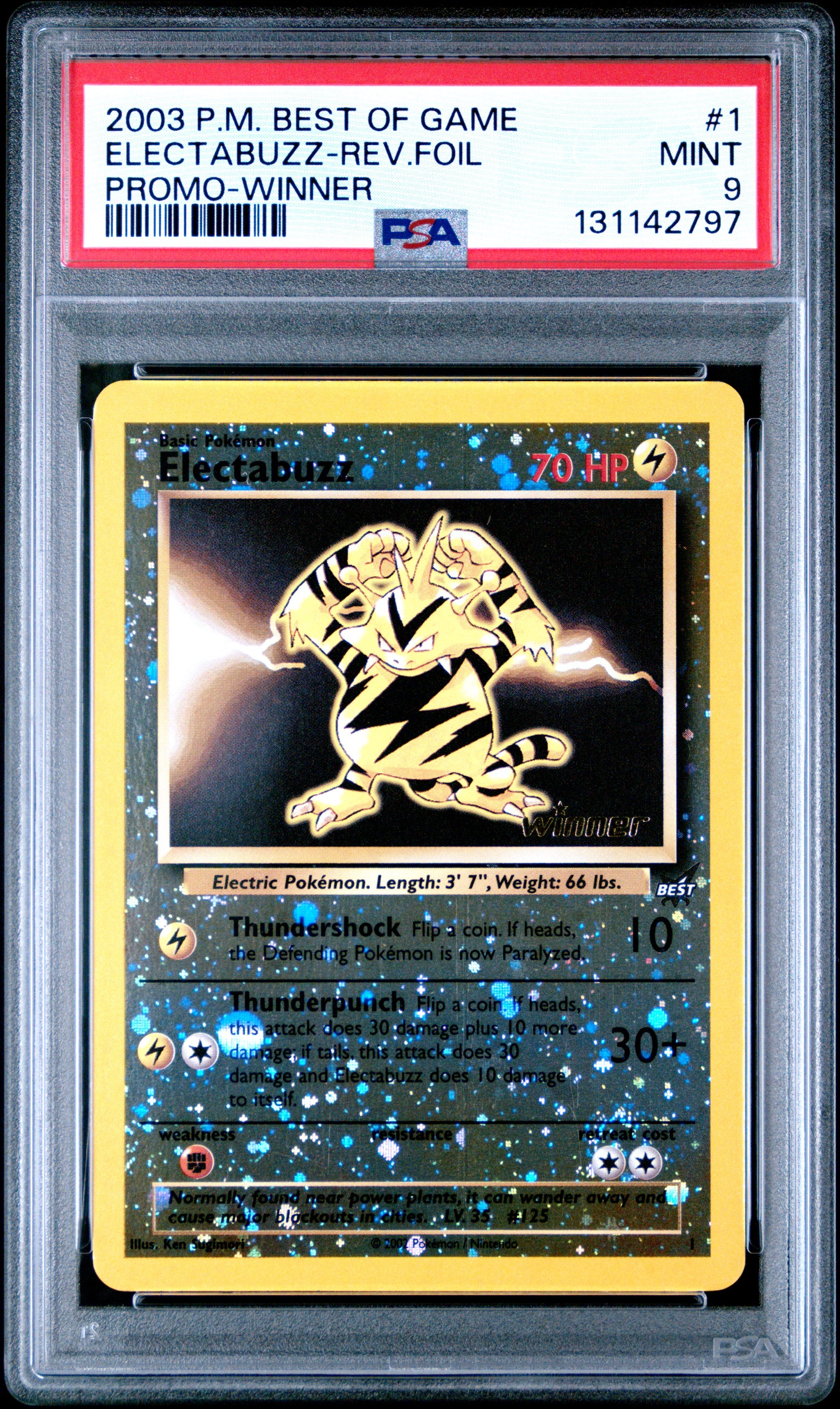 ELECTABUZZ REVERSE HOLO 1/9 PSA 9 WINNER BEST OF GAME PROMO POKEMON