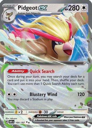 POKEMON TCG - Pidgeot ex 164/197 SV03 Obsidian Flames - Double Rare