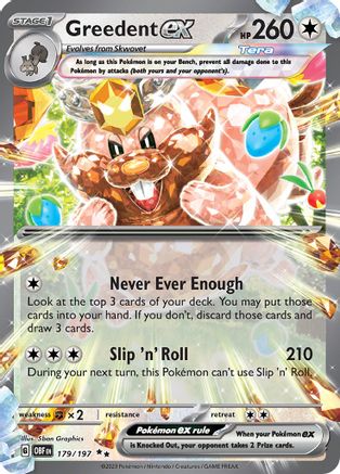 POKEMON TCG - Greedent ex 179/197 SV03 Obsidian Flames - Double Rare