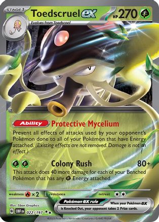 POKEMON TCG - Toedscruel ex 022/197 SV03 Obsidian Flames - Double Rare