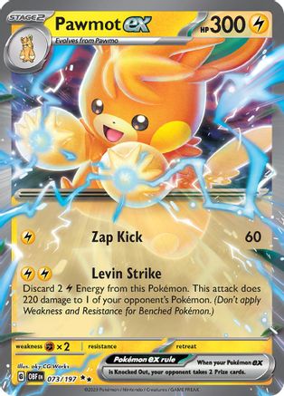 POKEMON TCG - Pawmot ex 073/197 SV03 Obsidian Flames - Double Rare