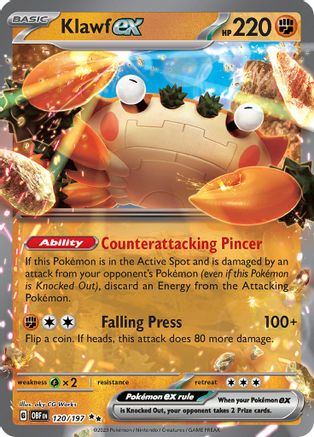 POKEMON TCG - Klawf ex 120/197 SV03 Obsidian Flames - Double Rare