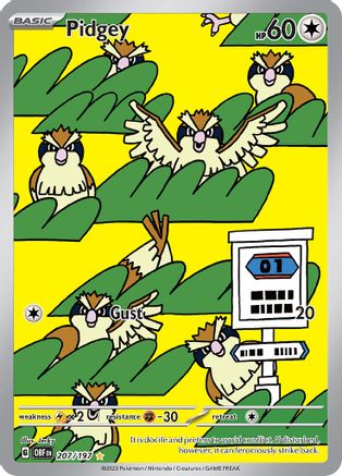 POKEMON TCG - Pidgey 207/197 SV03 Obsidian Flames - Illustration Rare