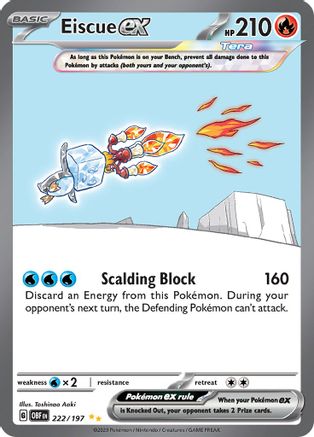 POKEMON TCG - Eiscue ex 222/197 SV03 Obsidian Flames - Special Illustration Rare
