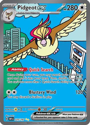POKEMON TCG - PIDGEOT EX 225/197 OBSIDIAN FLAMES SPECIAL ILLUSTRATION RARE